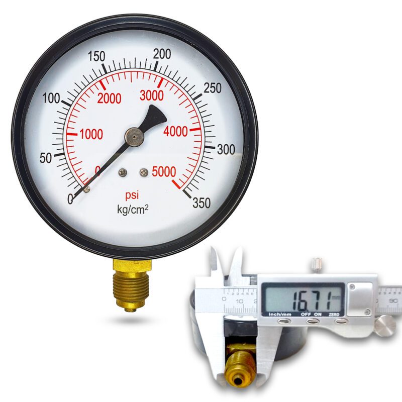 เพรชเชอร์เกจ (A) 4", 350 KG BODY:เหล็ก เกลียว:BRASS 3/8"(โต16.7มม)
