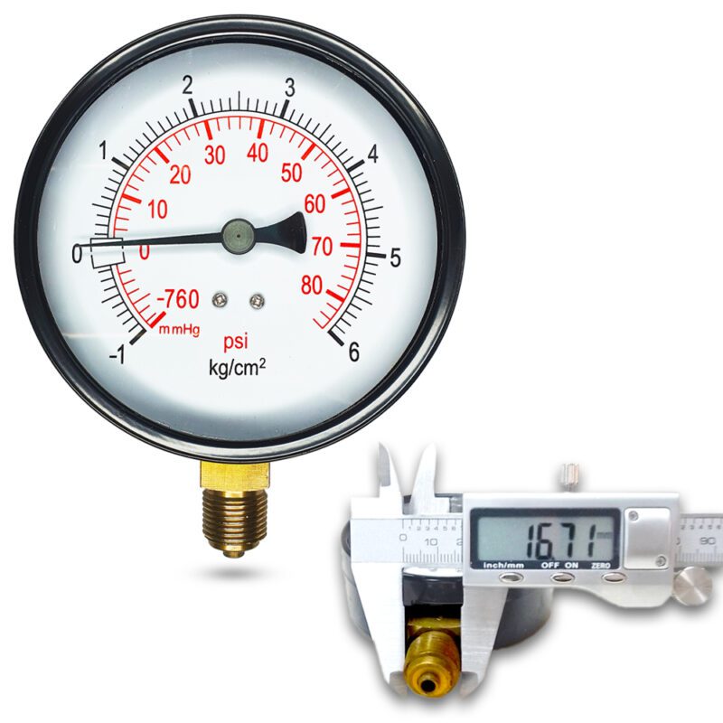คอมปาวเกจ (A) 4", -1 + 6 KG BODY:เหล็ก เกลียว:BRASS 3/8"(โต16.7มม)