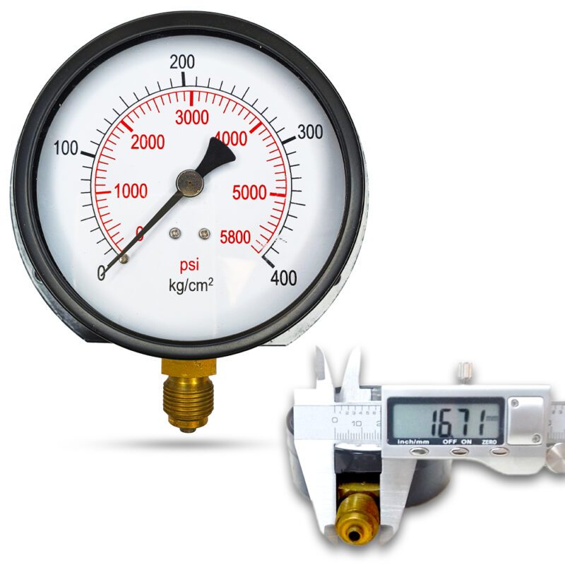เพรชเชอร์เกจ (B) 4", 400 KG BODY:เหล็ก เกลียว:BRASS 3/8"(โต16.7มม)