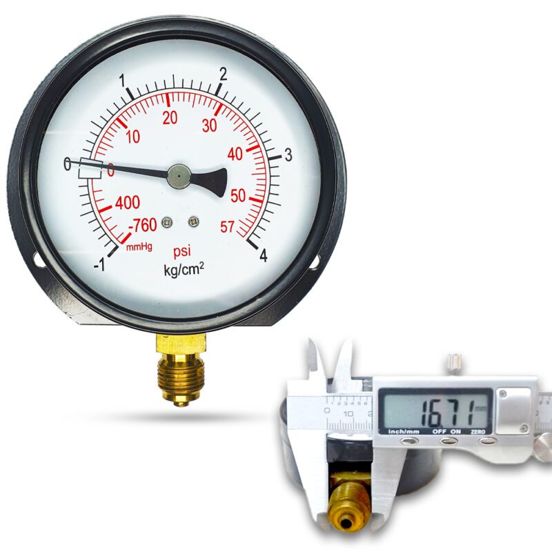 คอมปาวเกจ (B) 4", -1 + 4 KG BODY:เหล็ก เกลียว:BRASS 3/8"(โต16.7มม)
