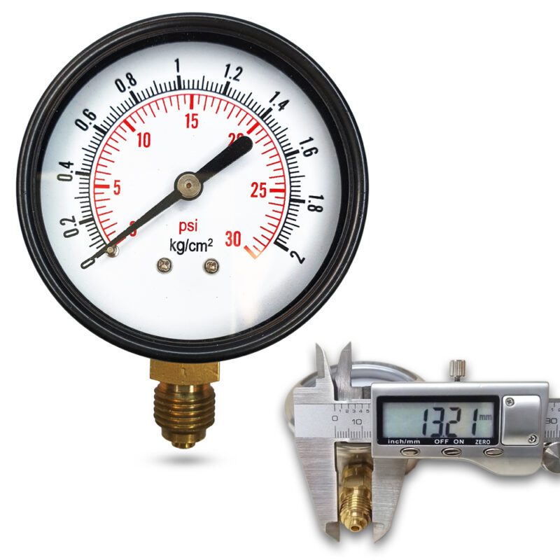 เพรชเชอร์เกจ (A) 2.5", 2 KG BODY:เหล็ก เกลียว:BRASS 1/4"(โต13.2มม)