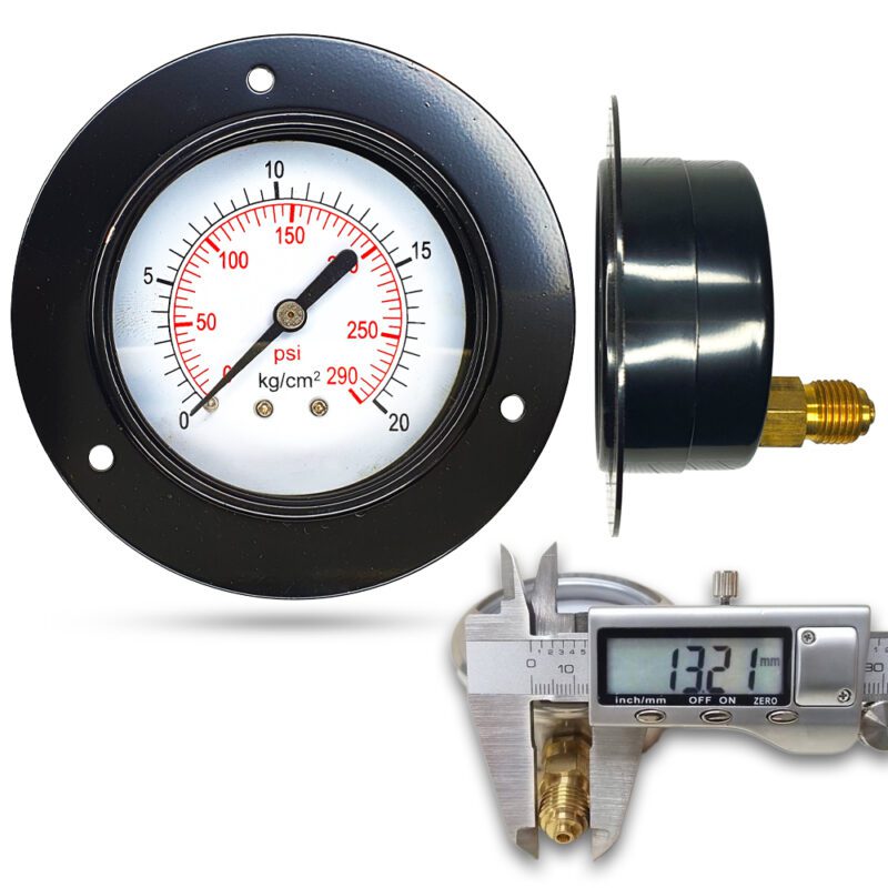 เพรชเชอร์เกจ (D) 2.5", 20 KG BODY:เหล็ก เกลียว:BRASS 1/4"(โต13.2มม)