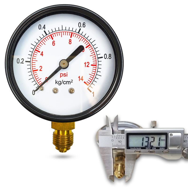 เพรชเชอร์เกจ (A) 2.5", 1 KG BODY:เหล็ก เกลียว:BRASS 1/4"(โต13.2มม)