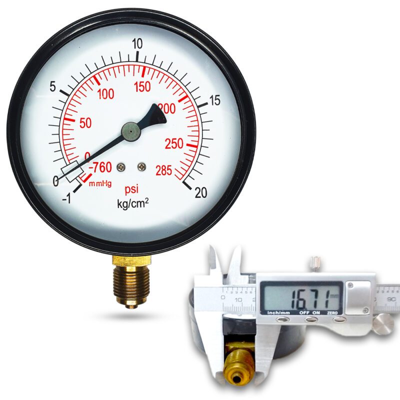 คอมปาวเกจ (A) 4", -1 + 20 KG BODY:เหล็ก เกลียว:BRASS 3/8"(โต16.7มม)