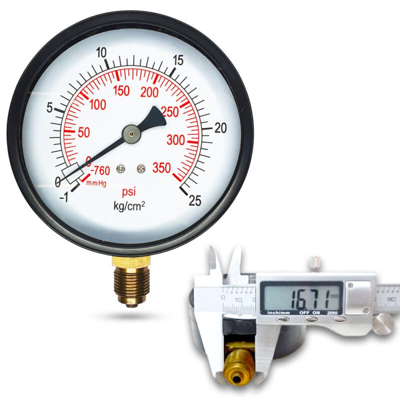 คอมปาวเกจ (A) 4", -1 + 25 KG BODY:เหล็ก เกลียว:BRASS 3/8"(โต16.7มม)