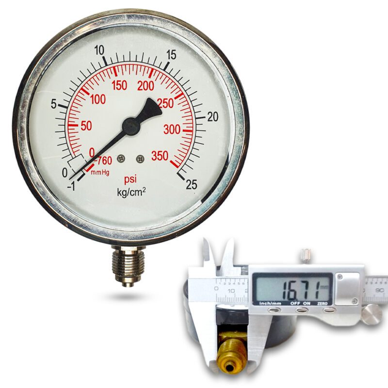 คอมปาวเกจ (A) 4", -1 + 25 KG BODY:SS มีน้ำมัน เกลียว:SS 3/8"(โต16.7มม)