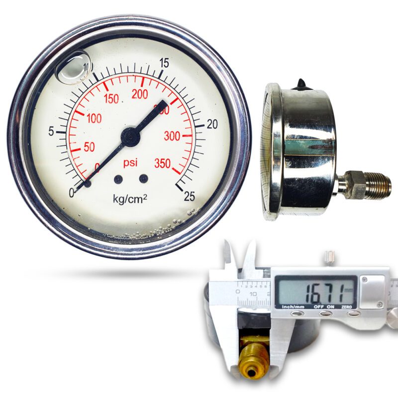 เพรชเชอร์เกจ ( G ) 3", 25 kg เกลียว: สแตนเลส 3/8"(โต16.7มม)