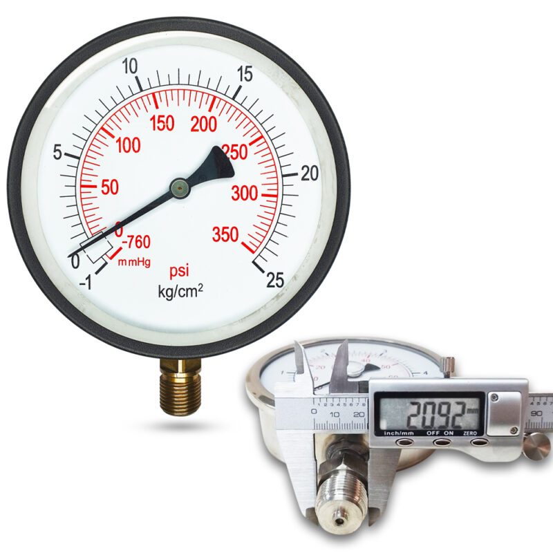คอมปาวเกจ (A) 6", -1 + 25 KG BODY:เหล็ก เกลียว:BRASS 1/2"(โต20.9มม)