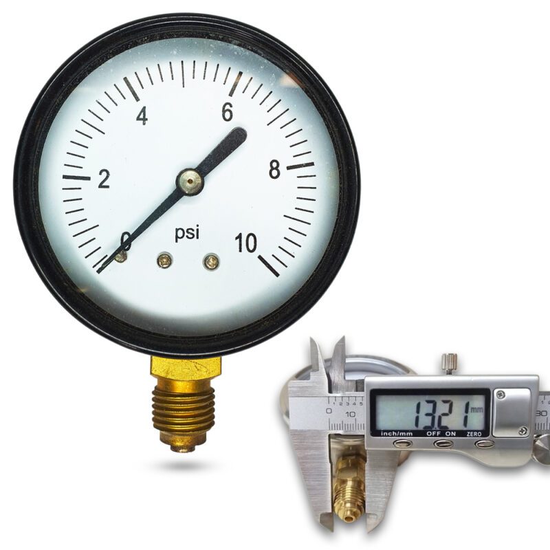 เพรชเชอร์เกจ (A) 2.5",   0.7 KG (10PSI) BODY:เหล็ก เกลียว:BRASS 1/4"(โต13.2มม)