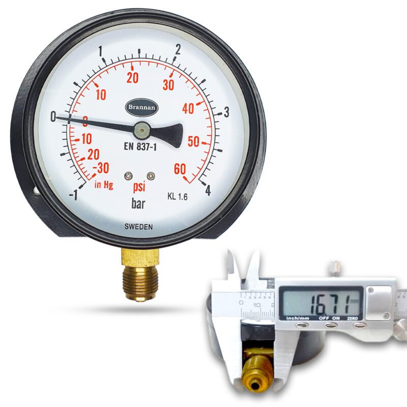 คอมปาวเกจ (B) 4", -1 + 4 BAR BODY:เหล็ก เกลียว:BRASS 3/8"(โต16.7มม) ยี่ห้อ BRANNAN UK