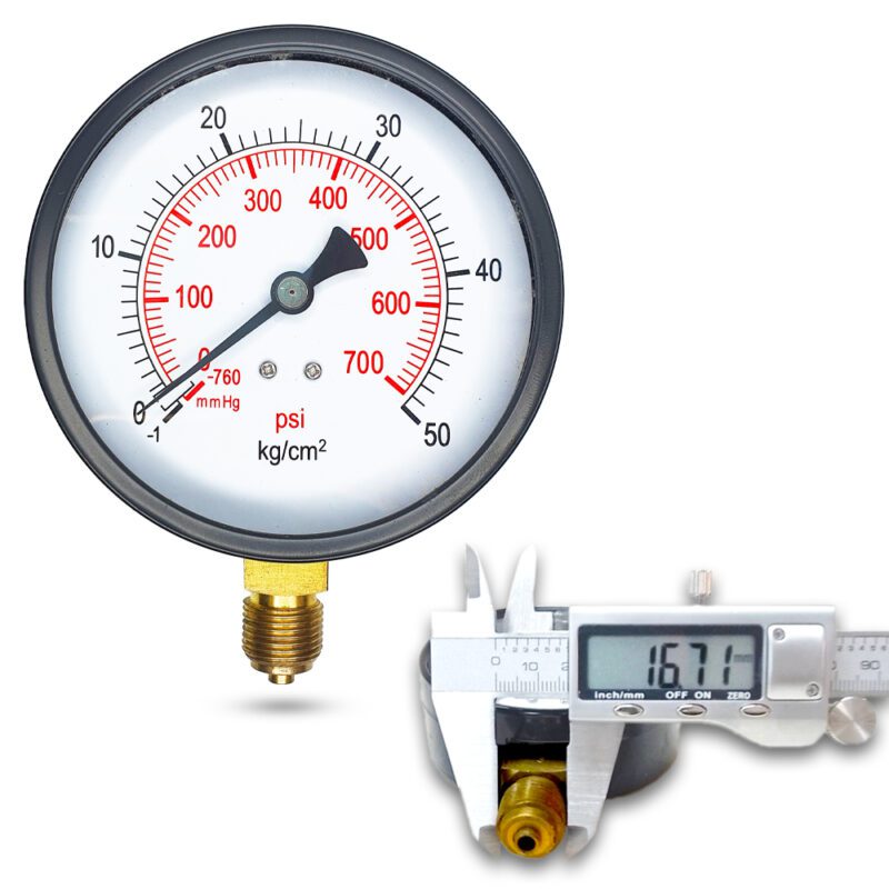 คอมปาวเกจ (A) 4", -1 + 50 KG BODY:เหล็ก เกลียว:BRASS 3/8"(โต16.7มม)