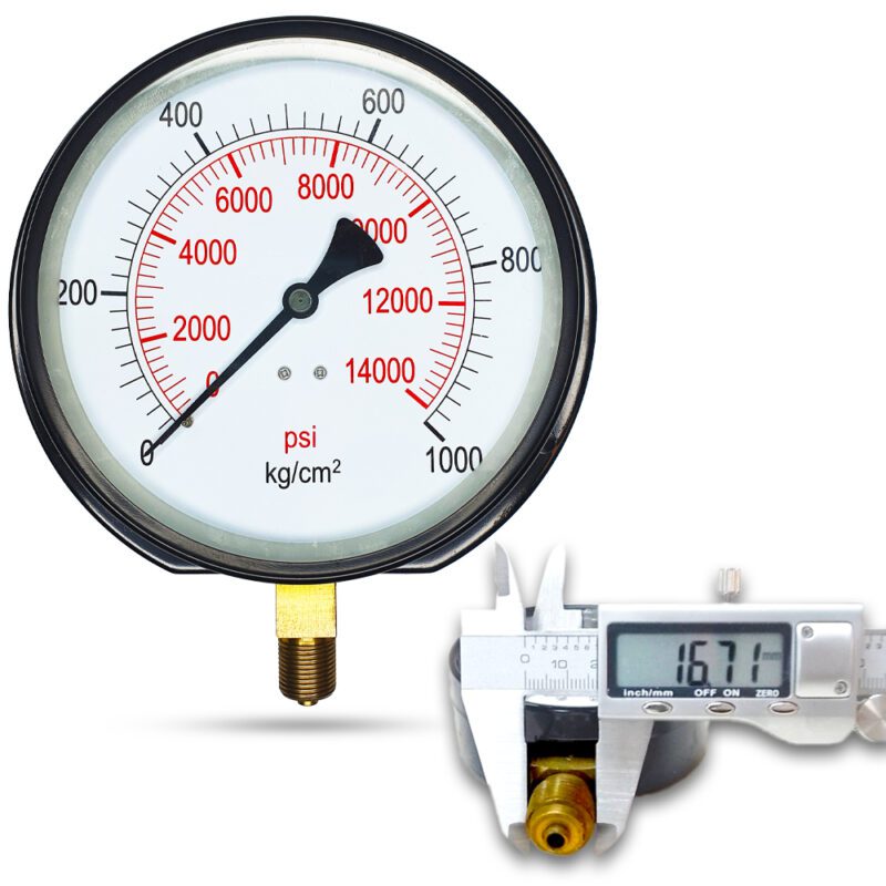 เพรชเชอร์เกจ (B) 6",1000 KG BODY:เหล็ก เกลียว:BRASS 3/8"(โต16.7มม)
