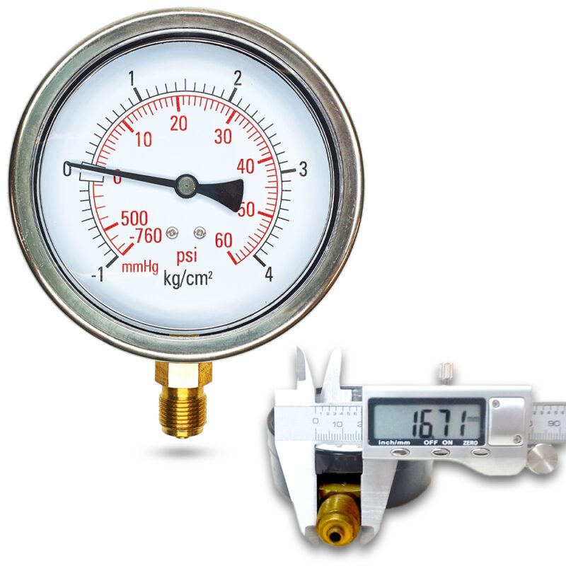 คอมปาวเกจ (A) 4", -1 + 4 KG BODY:SS มีน้ำมัน เกลียว:BRASS 3/8"(โต16.7มม)