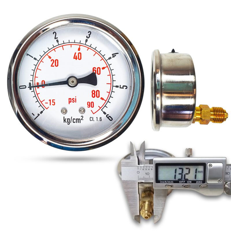 คอมปาวเกจ (G) 2.5", -1 + 6 KG BODY:SS มีน้ำมัน เกลียว:BRASS 1/4"(โต13.2มม)
