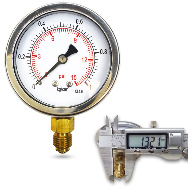 เพรชเชอร์เกจ (A) 2.5", 1 KG BODY:SS มีน้ำมัน เกลียว:BRASS 1/4"(โต13.2มม)