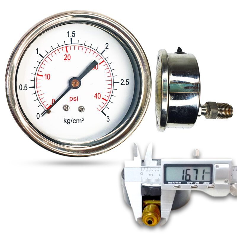 เพรชเชอร์เกจ ( G ) 3", 3 kg เกลียว: สแตนเลส 3/8"(โต16.7มม)
