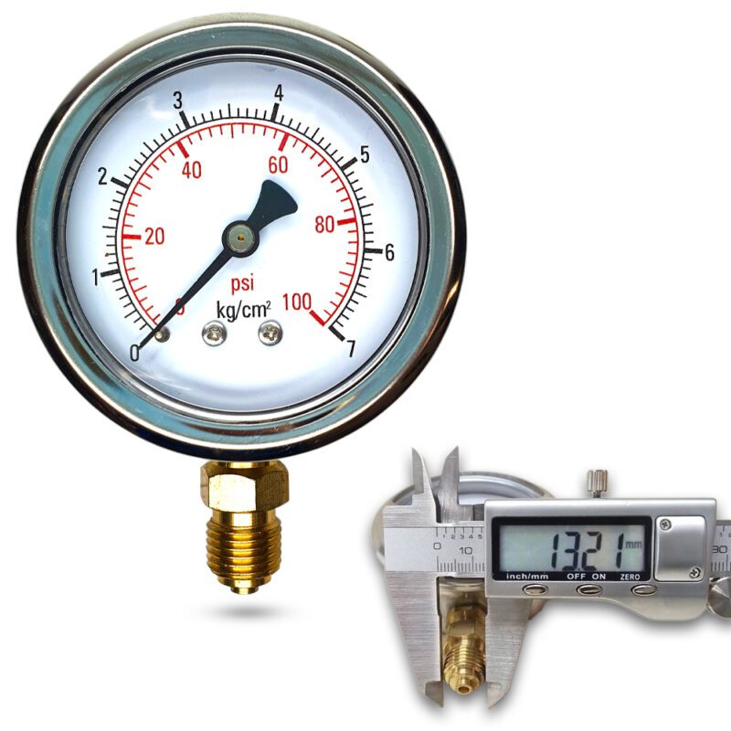เพรชเชอร์เกจ (A) 2.5",  7 KG BODY:SS มีน้ำมัน เกลียว:BRASS 1/4"(โต13.2มม)
