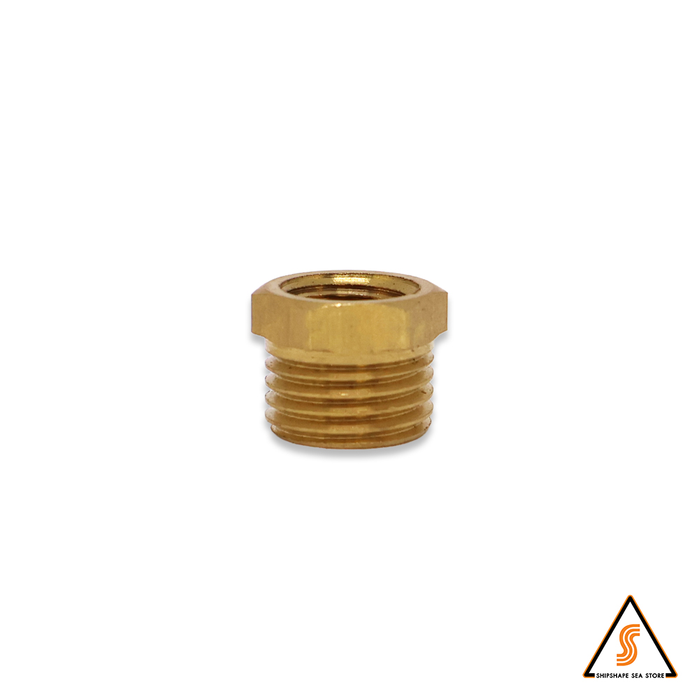 ข้อลดเหลี่ยม ทองเหลือง BSPP 1/4"(M) x 1/8"(F)