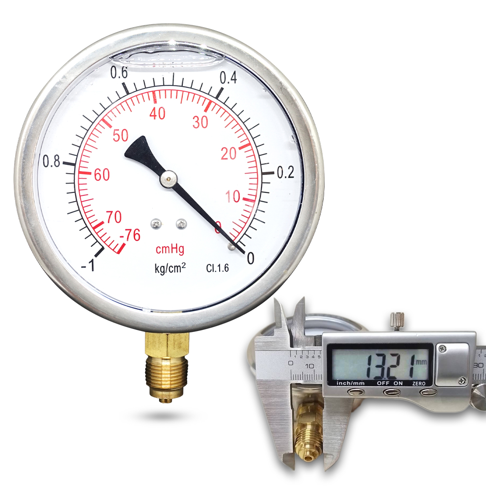 เวคคัมเกจ (A) 2.5", 0-76 CMHG BODY:SS มีน้ำมัน เกลียว:BRASS 1/4"(โต13.2มม)