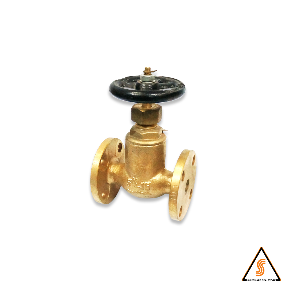 วาล์วตรง 5K ทองเหลือง (BRASS) F7301, 15A ( 1/2" ), FF:100 OD:80 BC:60, 4รูX12