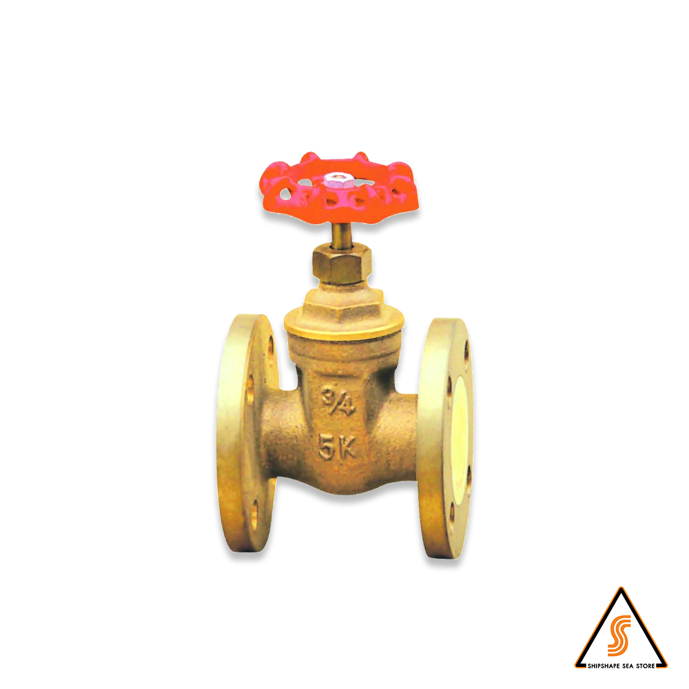 วาล์วประตู 5K ทองเหลือง (BRASS) JIS B 2240, L: 80mm size 25A (1") แกนไม่โผล่ Non-Raising stem