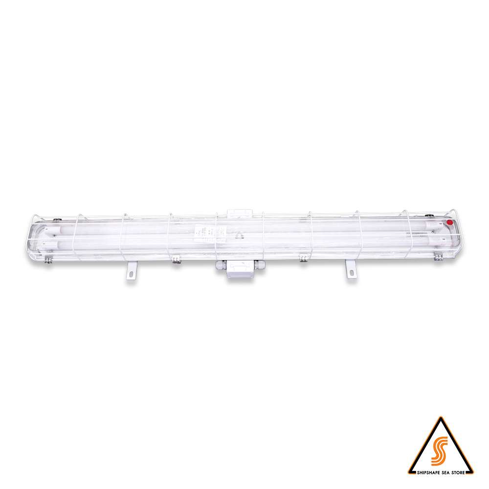 โคมไฟนีออน Marine เดินลอย Terminal box มีกรง JCY43-2EFD+Emergency, LED 2x20W(1200mm), 100V-240V, 50/60 HZ, IP56 รูน๊อต 700x185, Single-End